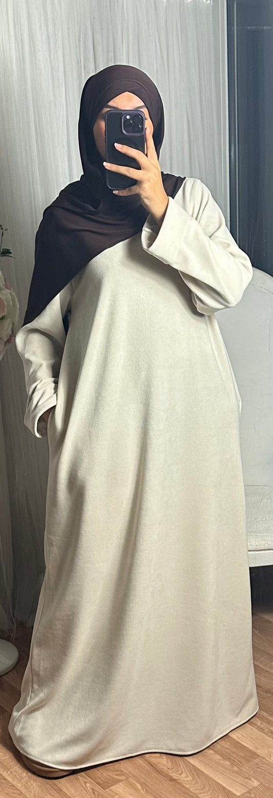 Abaya en Velour Beige