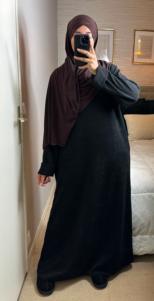 Abaya en velour Noir